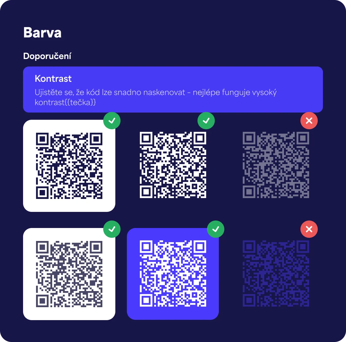 Příklad silného barevného kontrastu pro tisk QR kódu na láhev vína