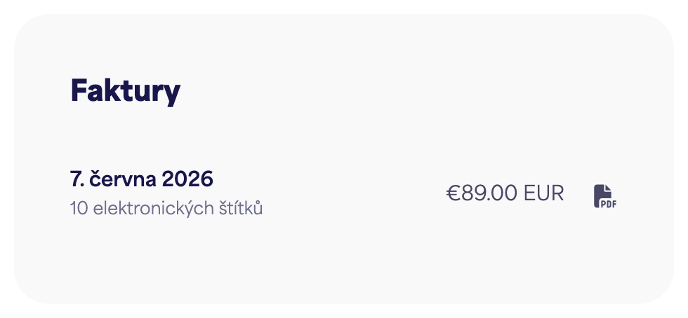 Seznam faktur s tlačítky pro stažení