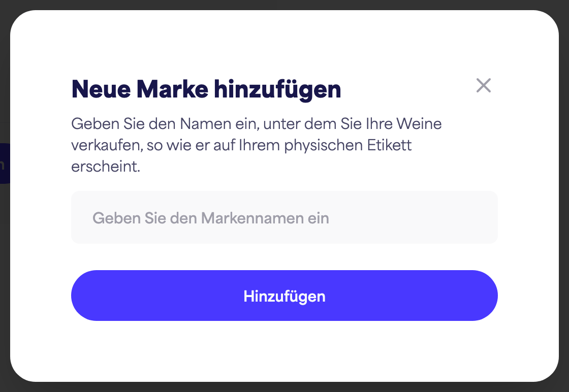 Der Dialog „Neue Marke hinzufügen“