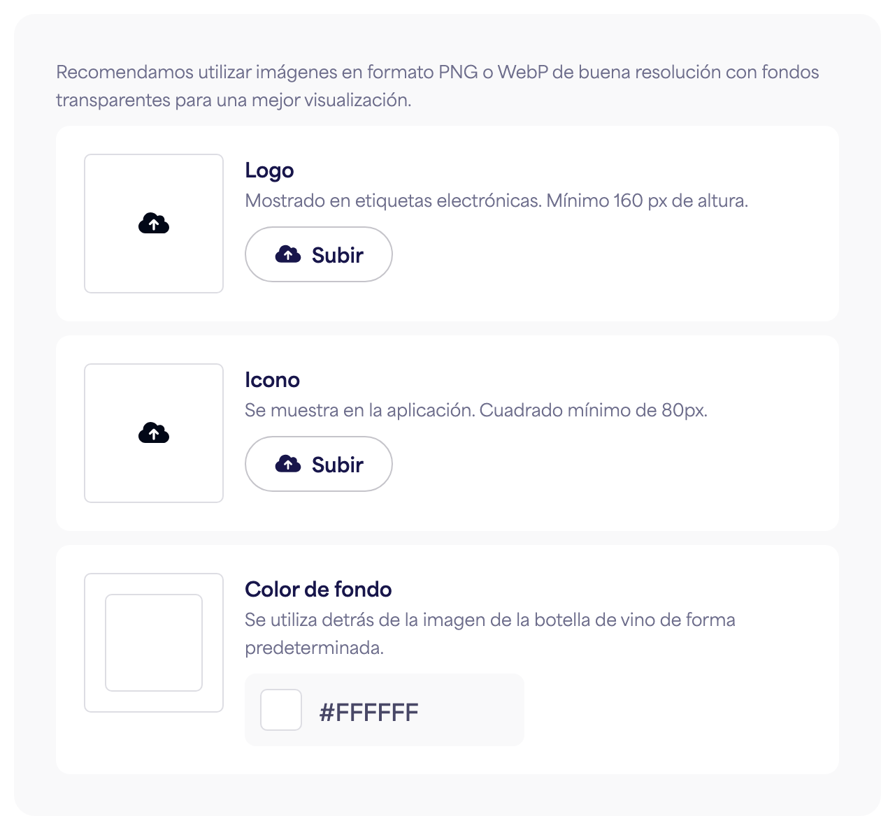 La sección de Marca del panel de Configuración de la marca