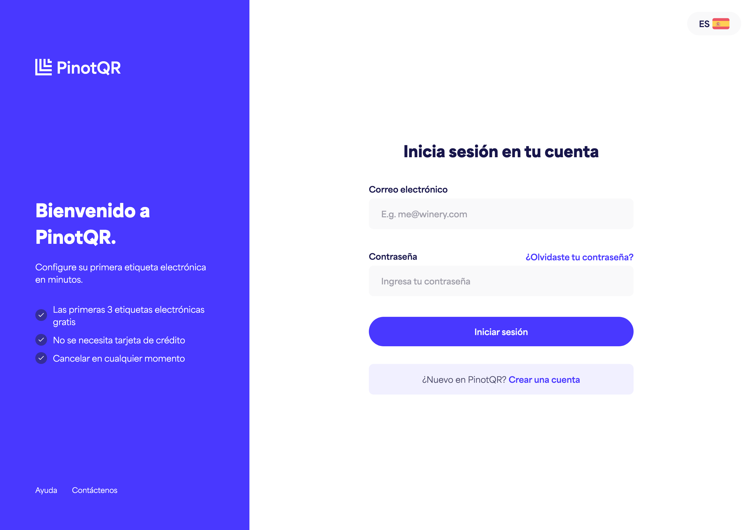 El formulario de inicio de sesión con los campos Correo electrónico y Contraseña, el botón "Iniciar sesión" y el enlace "¿Olvidaste tu contraseña?"