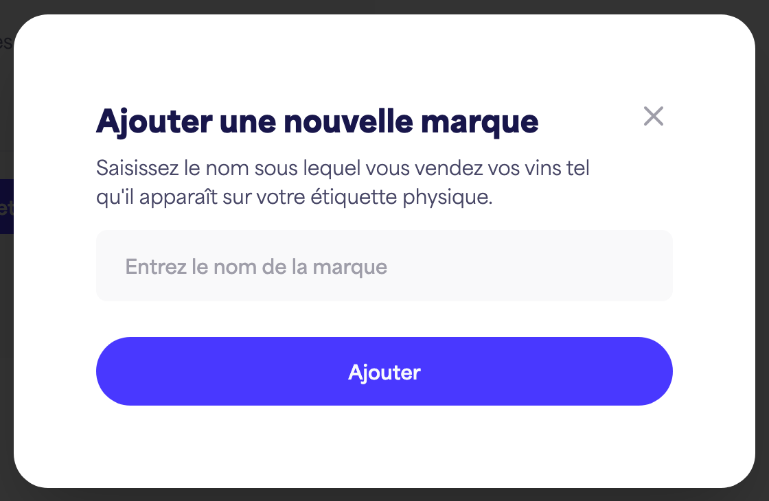 La boîte de dialogue « Ajouter une nouvelle marque »