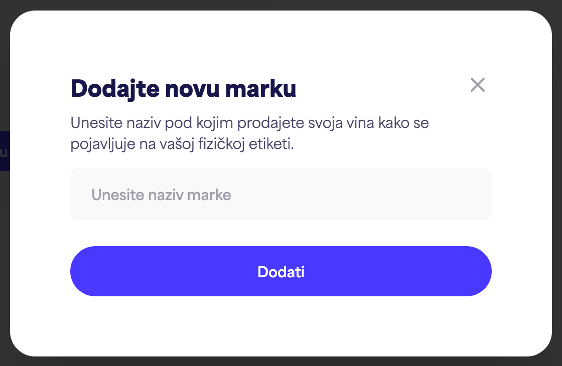 Dijalog "Dodaj novi marka"