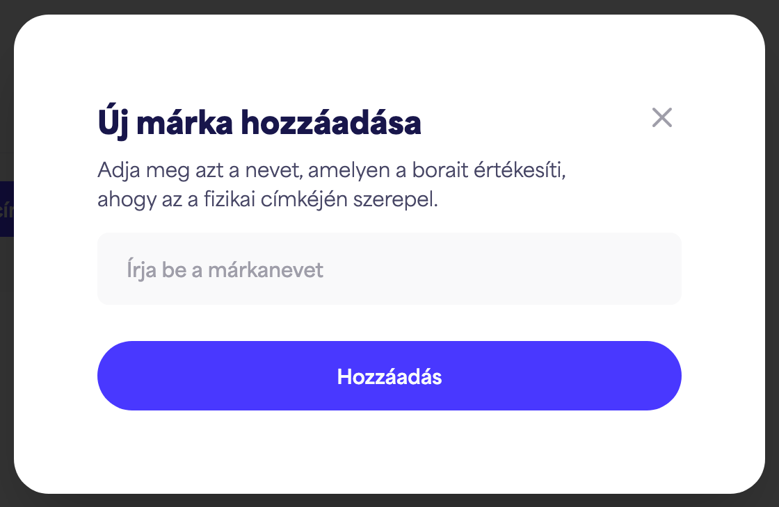 Az "Új márka hozzáadása" párbeszédpanel
