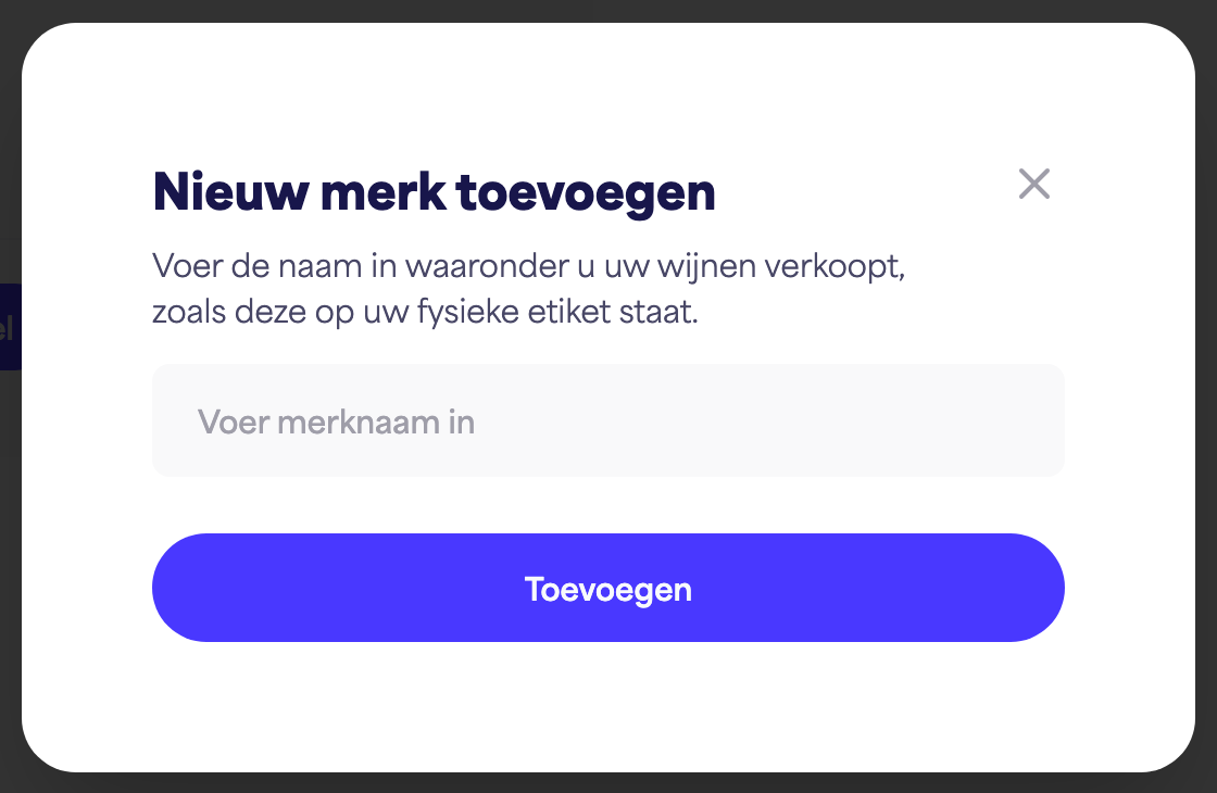 Het dialoogvenster "Nieuw merk toevoegen"