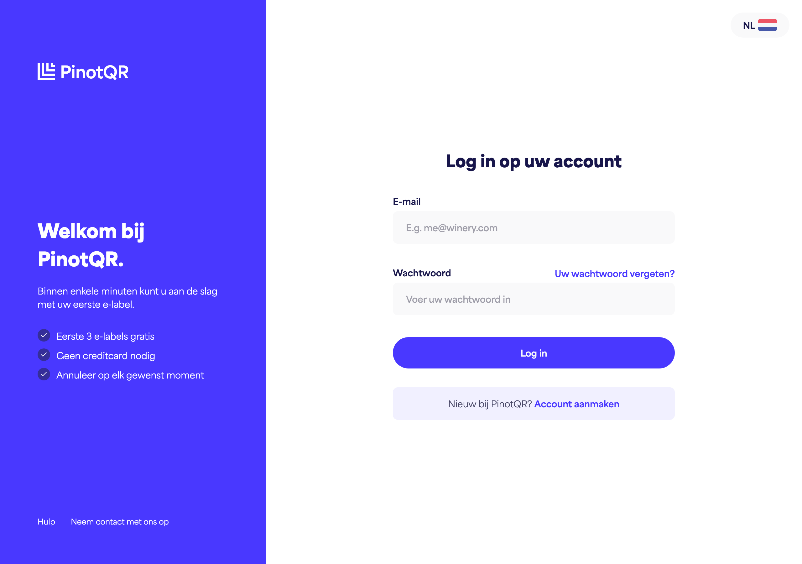 Het inlogformulier met e-mail- en wachtwoordvelden, de knop "Inloggen" en de link "Wachtwoord vergeten?"