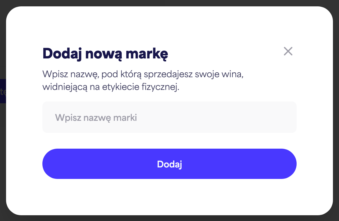 Okno dialogowe "Dodaj nową markę"