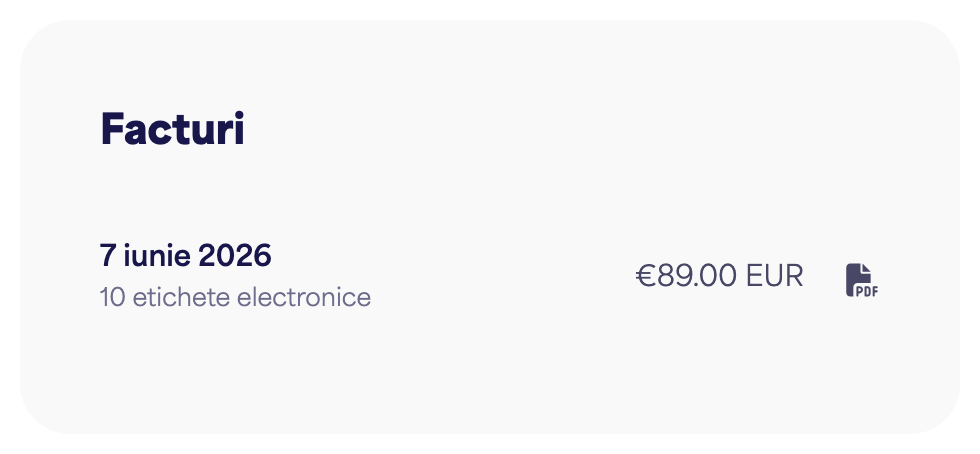 Lista de facturi cu butoane de descărcare