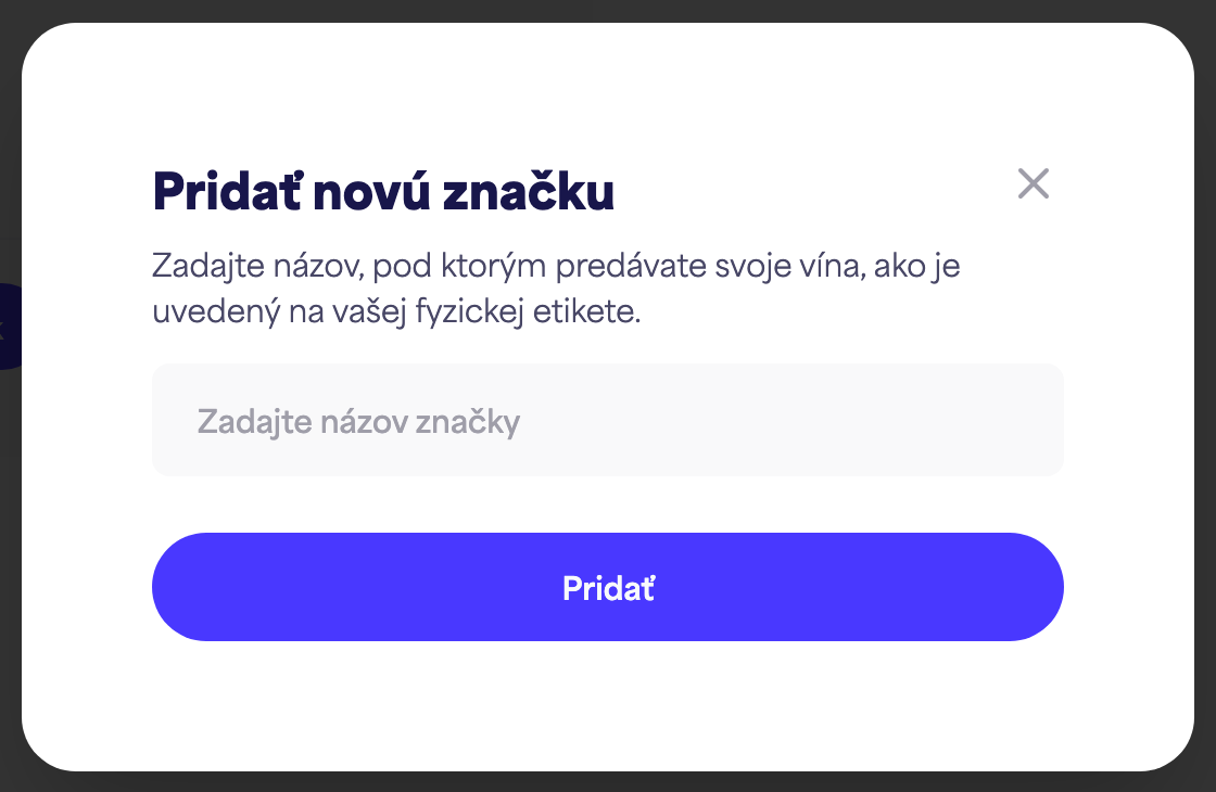 Dialógové okno "Pridať novú značku"