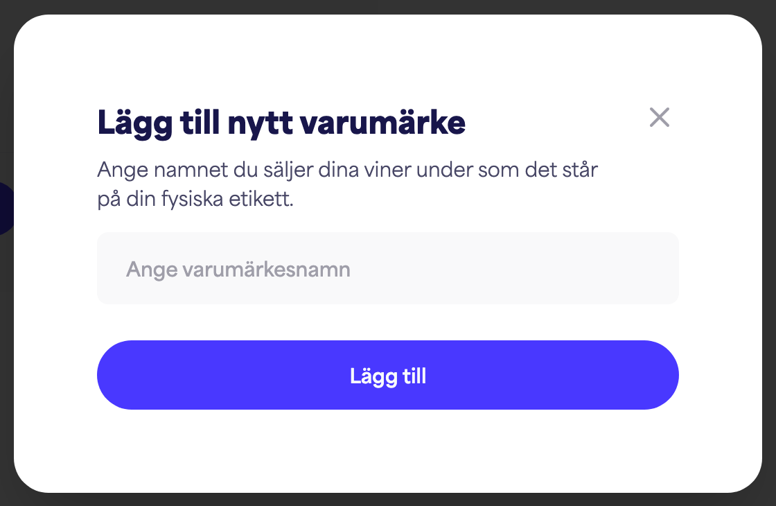 Dialogrutan "Lägg till nytt varumärke"